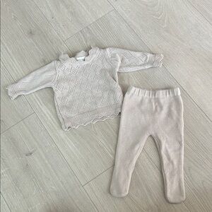 Elys & co beige Knit Baby Sweater Set 1 month